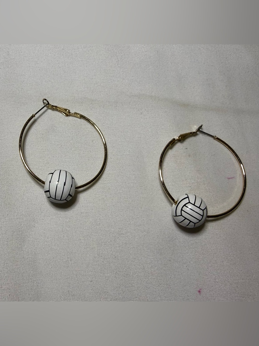 Gold Hoop Earrings with Volleyball Bead